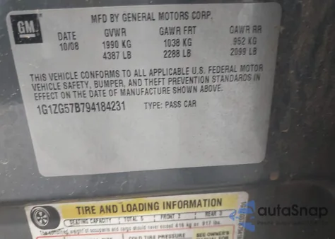 2009 Chevrolet Malibu Ls z USA, uszkodzony, nr VIN 1G1ZG57B794184231